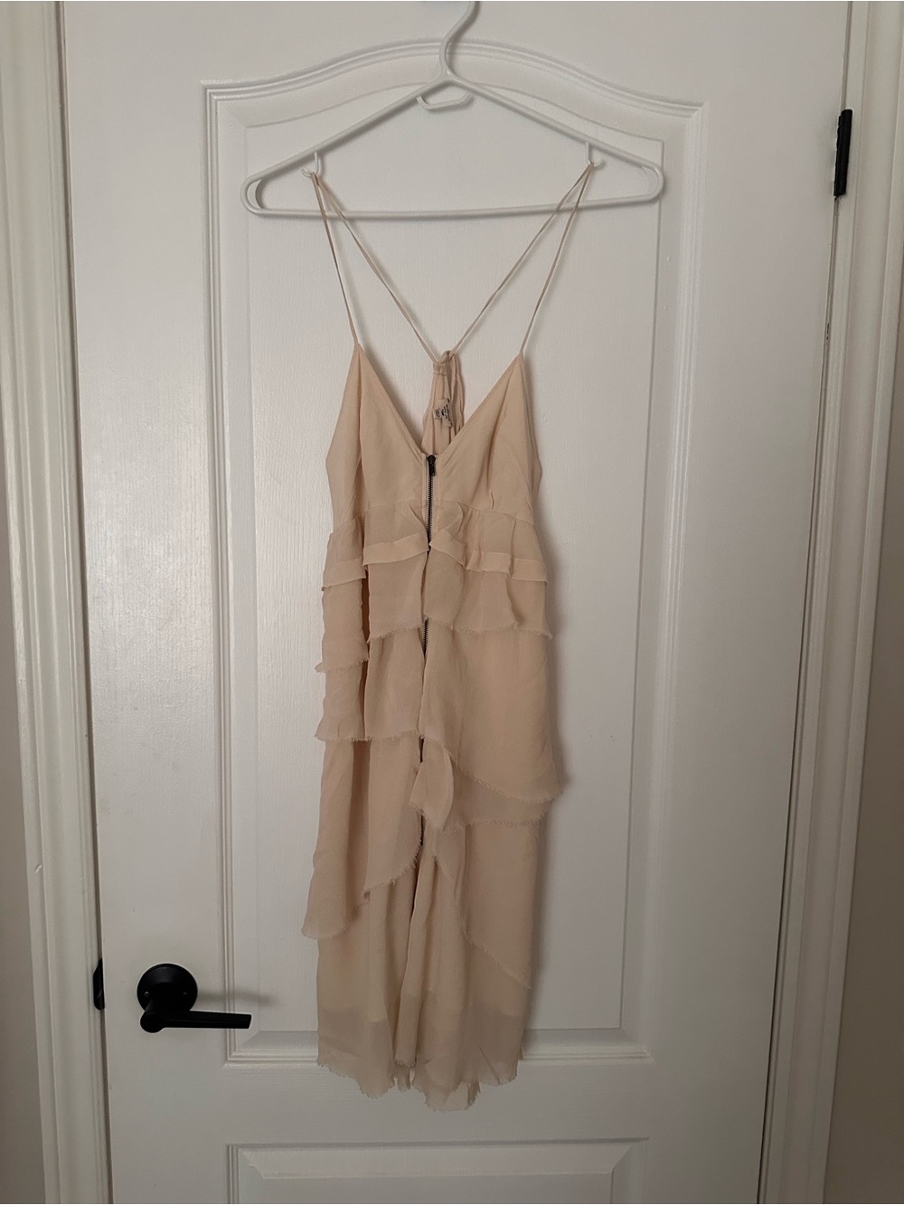 Wilfred Nude Tiered Ruffle Strapless Dress
